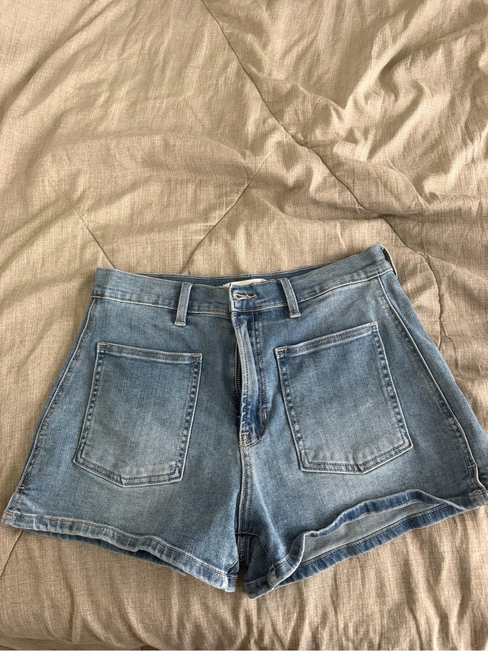 Altar'd State Light Blue High-Rise Denim Shorts